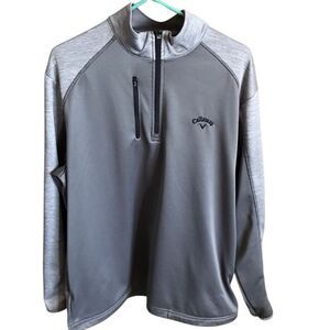 Callaway Golf athletic sweatshirt gray 1/4 zip SZ Large fleece lined pockets